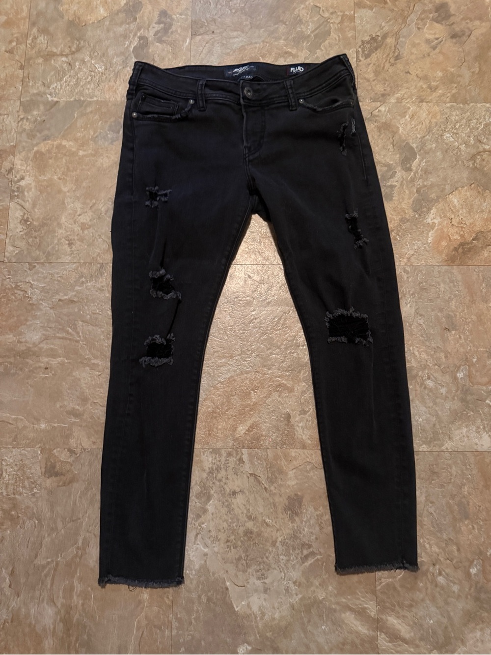 Silver Jeans Black Ripped Skinny Men’s Jeans